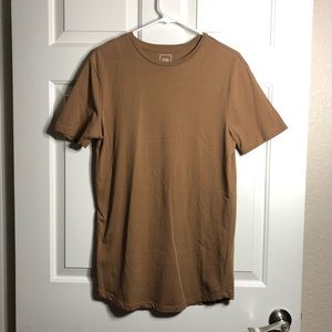 river island mens t shirt Curved Hem Longline Casual Brown Size Small